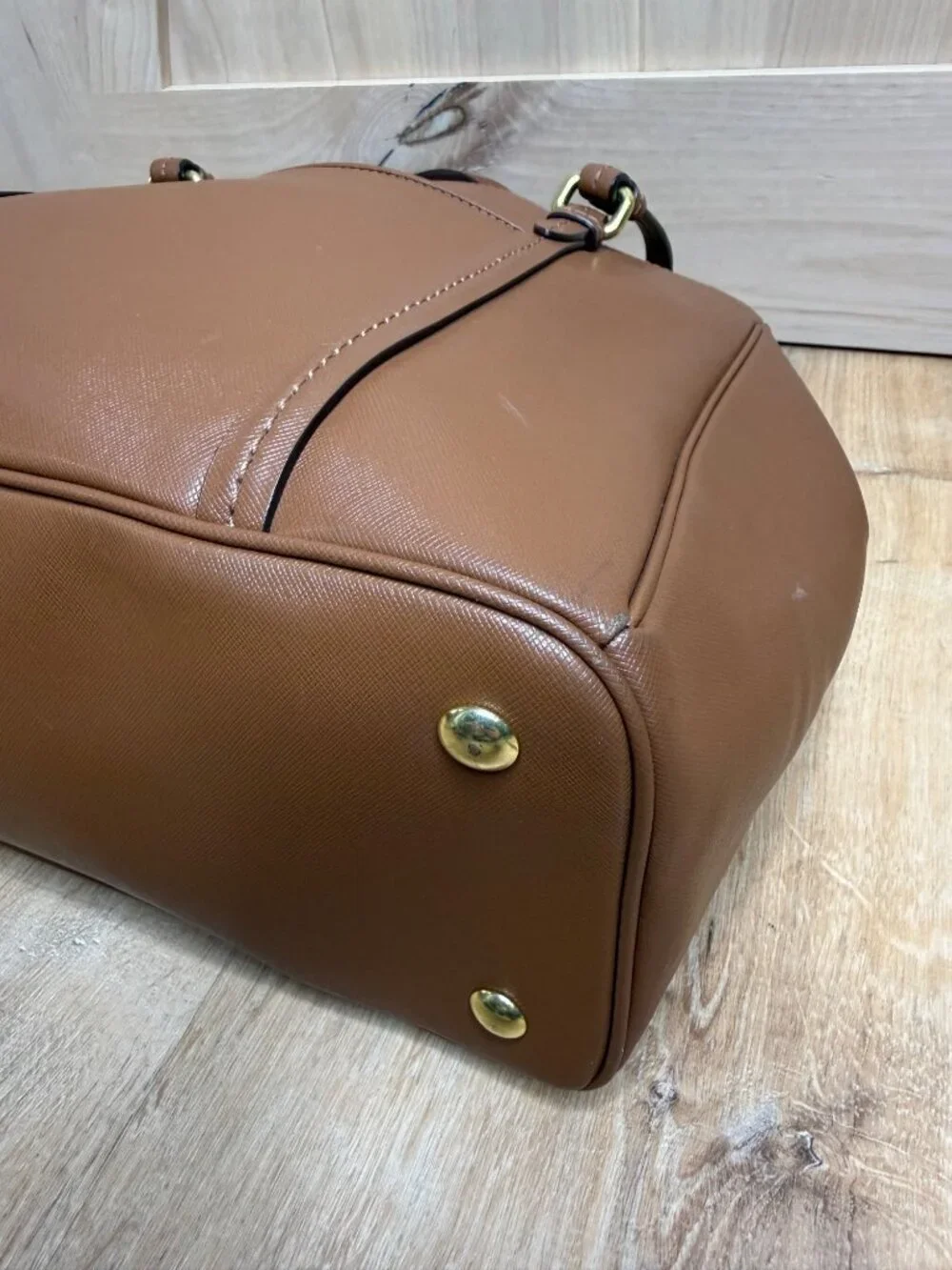 Coach Peyton Leather Jordan Double Zip Carryall Bag F25669 Chestnut EUC - Picture 6 of 12